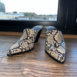 Mango Python Heeled Mules Size 8.5 (Sold Out)